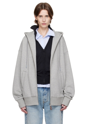 Fax Copy Express Gray Fleece Lined Loose Hoodie