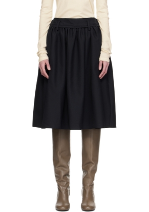 Fax Copy Express Black Puffy Midi Skirt