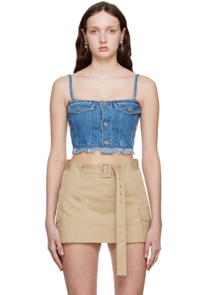 System Blue Paneled Denim Tank Top