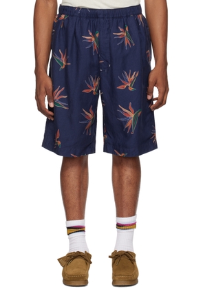 nanamica Navy Graphic Shorts