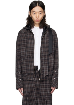 a.v. vattev SSENSE Exclusive Brown Hooded Scarf Jacket