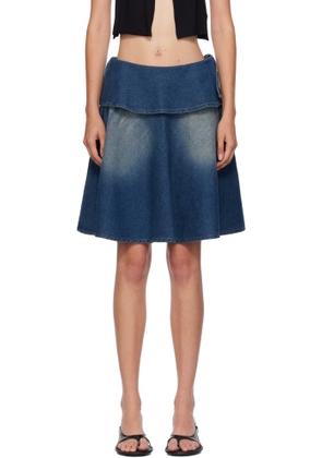 Gimaguas Blue Ruffle Denim Miniskirt