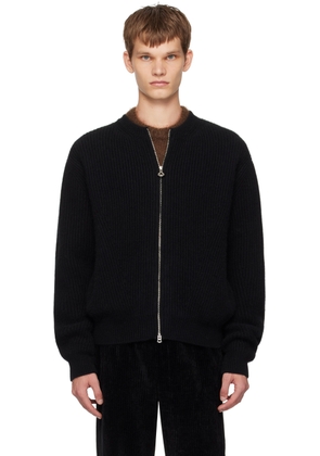 Solid Homme Black Zip-Up Sweater