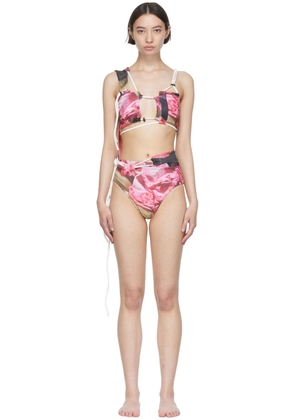 Ottolinger Pink & Brown Laced Bikini Top