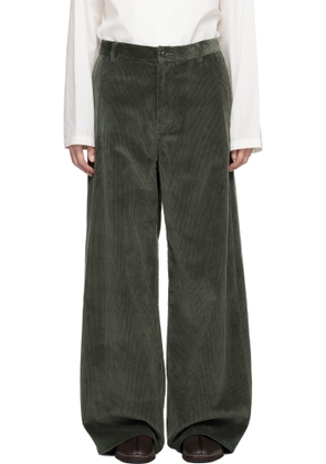 SOSHIOTSUKI Green Double Beltloop Corduroy Trousers