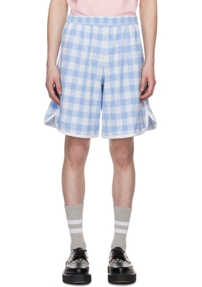Anna Sui SSENSE Exclusive Blue Gingham Terry Track Boxer Shorts