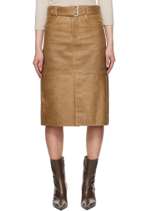 OUR LEGACY Tan Workwear Leather Midi Skirt