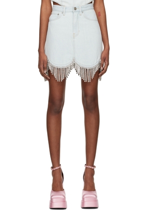 AREA Blue Scalloped Denim Miniskirt
