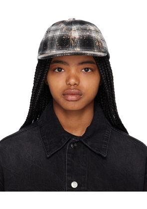 We11done Black Bleach Check Cap