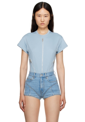 Mugler Blue Zip Bodysuit