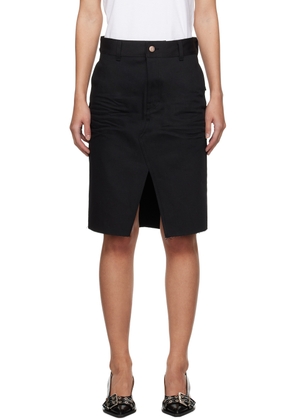 We11done Black Raw Edge Midi Skirt