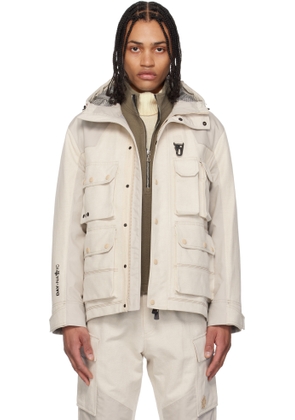 Moncler Grenoble Beige Spur Hooded Linen & Cotton Field Jacket