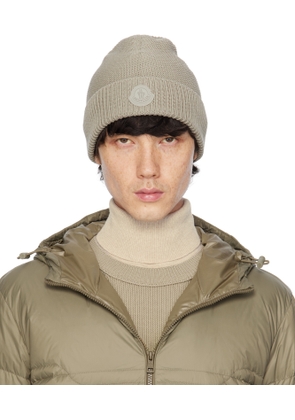 Moncler Beige Logo Patch Beanie
