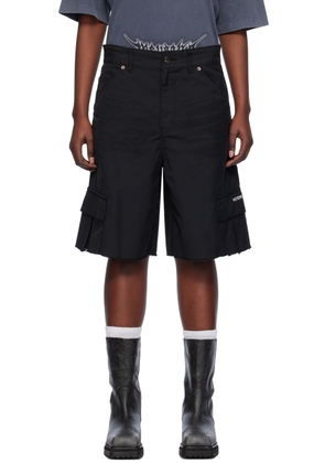 We11done Black Cropped Cargo Shorts