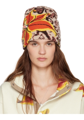 Juliet Johnstone Beige & Brown Leopard Tiger Lily Reversible Beanie