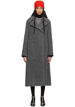 Jil Sander Gray Double-Breasted Coat