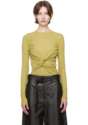 Nanushka Green Izolda Draped Mesh Jersey T-shirt