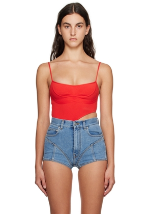 Mugler Red Cutout Bodysuit