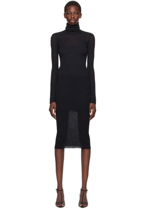 Jil Sander Black Ribbed Midi Dress
