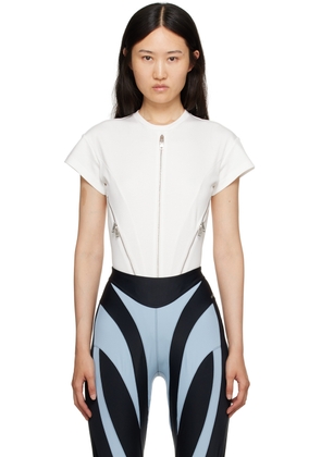 Mugler White Zip Bodysuit