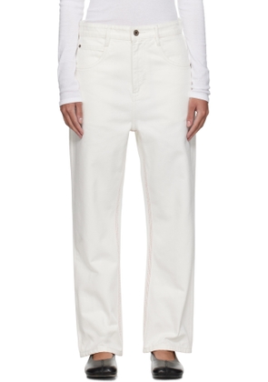 Fax Copy Express White Red Stitch Straight Jeans
