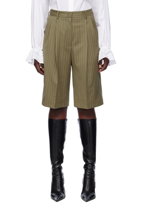 MSGM Khaki Pinstripe Shorts