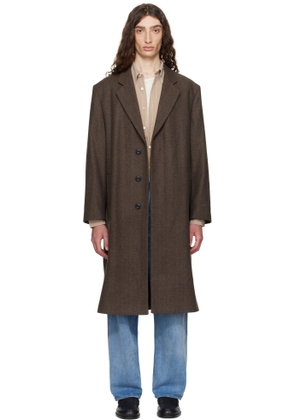 Hugo Brown Regular-Fit Concealed Closure Coat