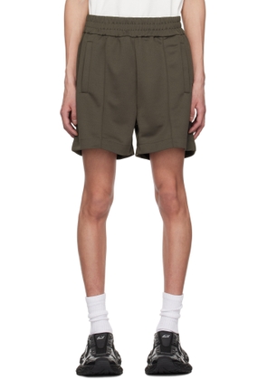Palm Angels Gray Curved Logo Shorts