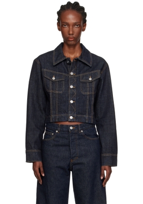 Victoria Beckham Navy Cropped Denim Jacket