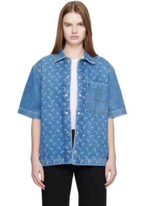 Marine Serre Blue Moon Laser SS Denim Shirt