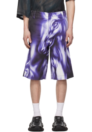 Gerrit Jacob Purple Printed Denim Shorts