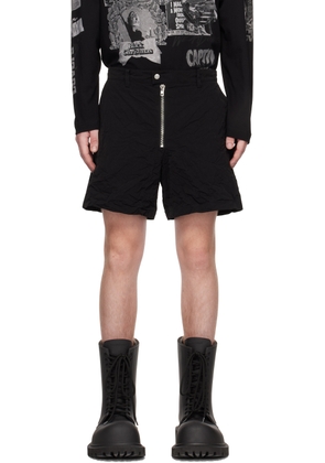 We11done Black Crumpled Shorts