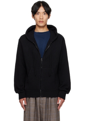 The Elder Statesman Black Nora Lite Check Zip Hoodie