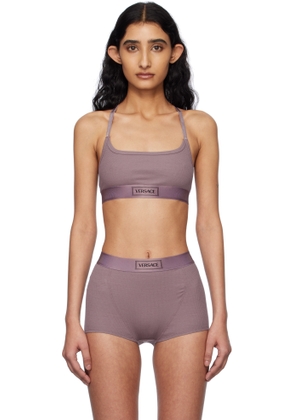Versace Underwear Purple 90s Vintage Logo Ribbed Bra