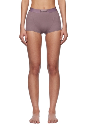 Versace Underwear Purple 90s Vintage Logo Ribbed Boy Shorts