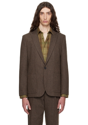 Hugo Brown Extra-Slim-Fit Herringbone Blazer