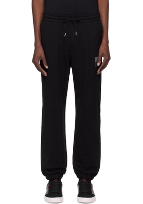 Hugo Black Cotton Terry Split Logo Sweatpants