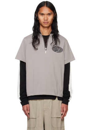 SPENCER BADU Gray & Black Layered Track Sweatshirt