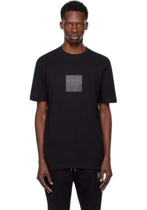 Hugo Black Cotton Jersey Split Logo T-shirt