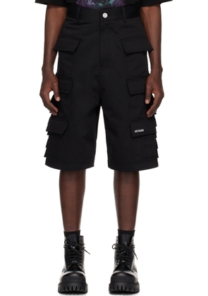 We11done Black Flap Pocket Shorts