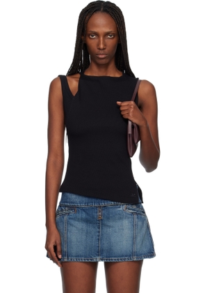 Courrèges Black Oblique 90's Rib Tank Top