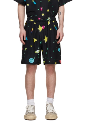 Kids Worldwide Black Printed Shorts