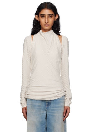 OPEN YY Off-White Pleats Convertible Bolero Top