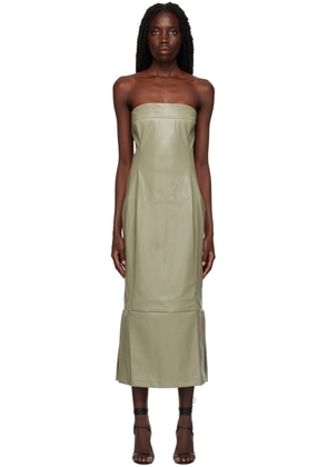 Paris Georgia Khaki Bodice Faux-Leather Midi Dress