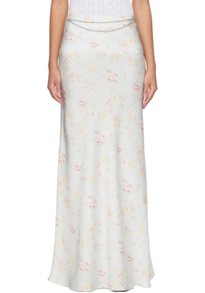 Rabanne Blue Double Satin Imprime Maxi Skirt