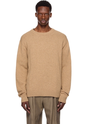 The Elder Statesman Tan Simple Crew Sweater