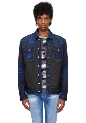 Dsquared2 Navy & Black Denim Puffer Jean Jacket