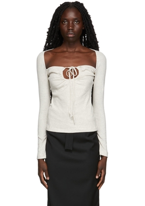 Rosetta Getty Grey Ruched Drawstring Cut-Out Top