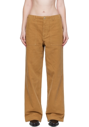 R13 Tan Wide Leg Utility Trousers
