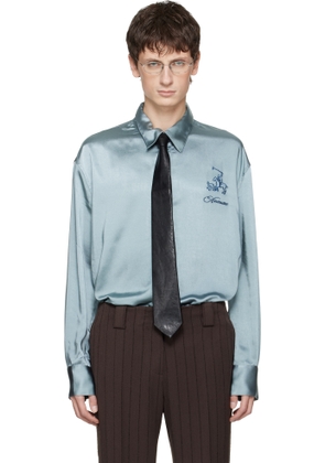AVAVAV Blue Satin Button-Up Shirt